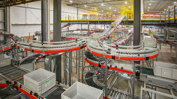 Boxes on a conveyor belt