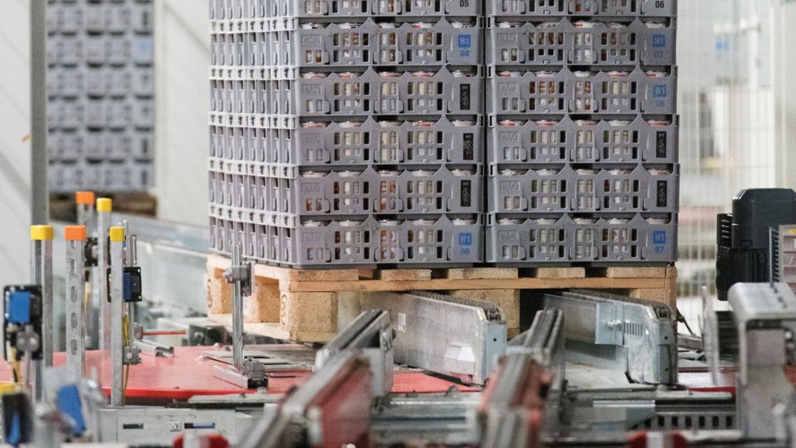 Full pallet with grocery products inside the distribution center