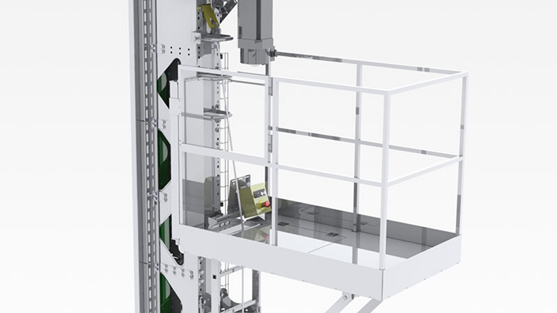 3D rendering of a maintenance platform for the TGW Logistics mini load system