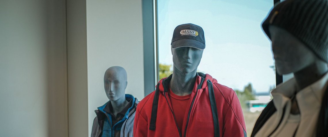 Mannequins wearing dassy caps as a showmodel in the store