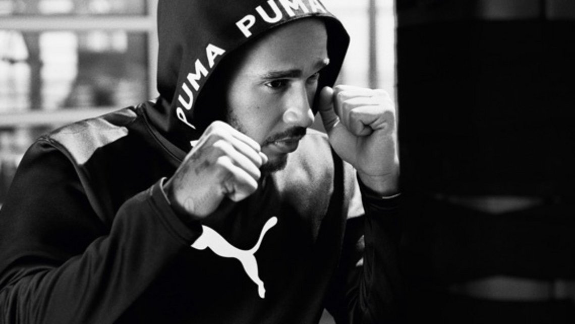 Puma athlete Lewis Hamilton wearing sweat wear