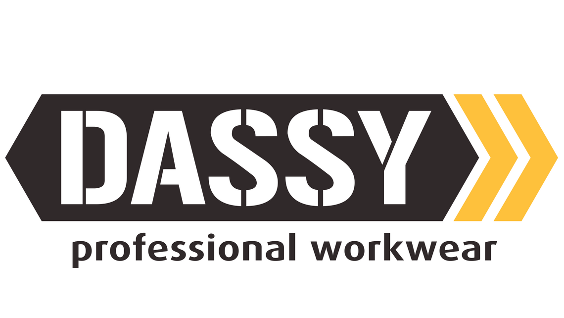 Black and yellow logo of the Belgian workwear specialist Dassy