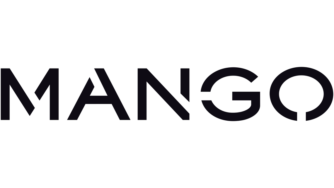 Black logo of Spanish fashion specialist Mango