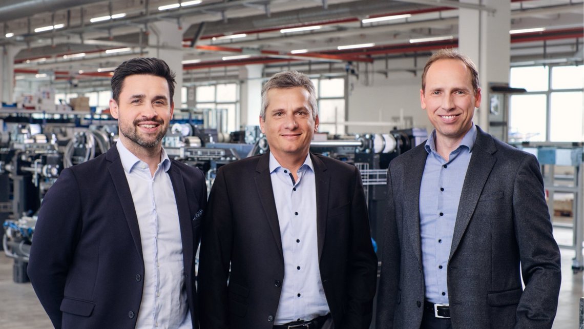 The management team at TGW Robotics in Rohrdorf. From left to right: Albert Breitenfellner-Fercher (Managing Director), Robert Wagenstaller (Managing Director) and Ewald Koppler (Managing Director Operations)